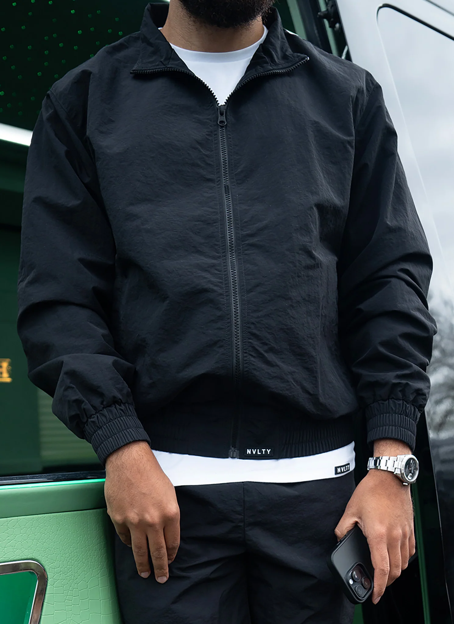 Heavyweight Shell Track Jacket - Black - Image 3