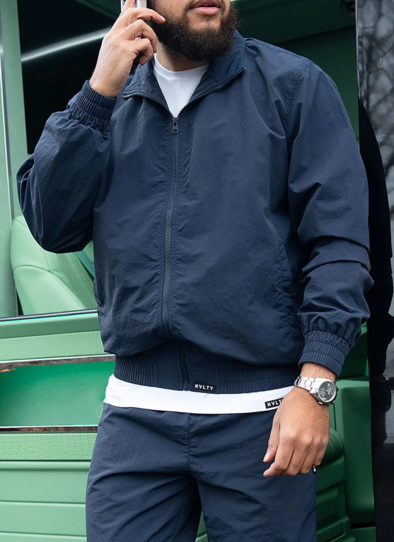 Heavyweight Shell Track Jacket - Navy - Image 3