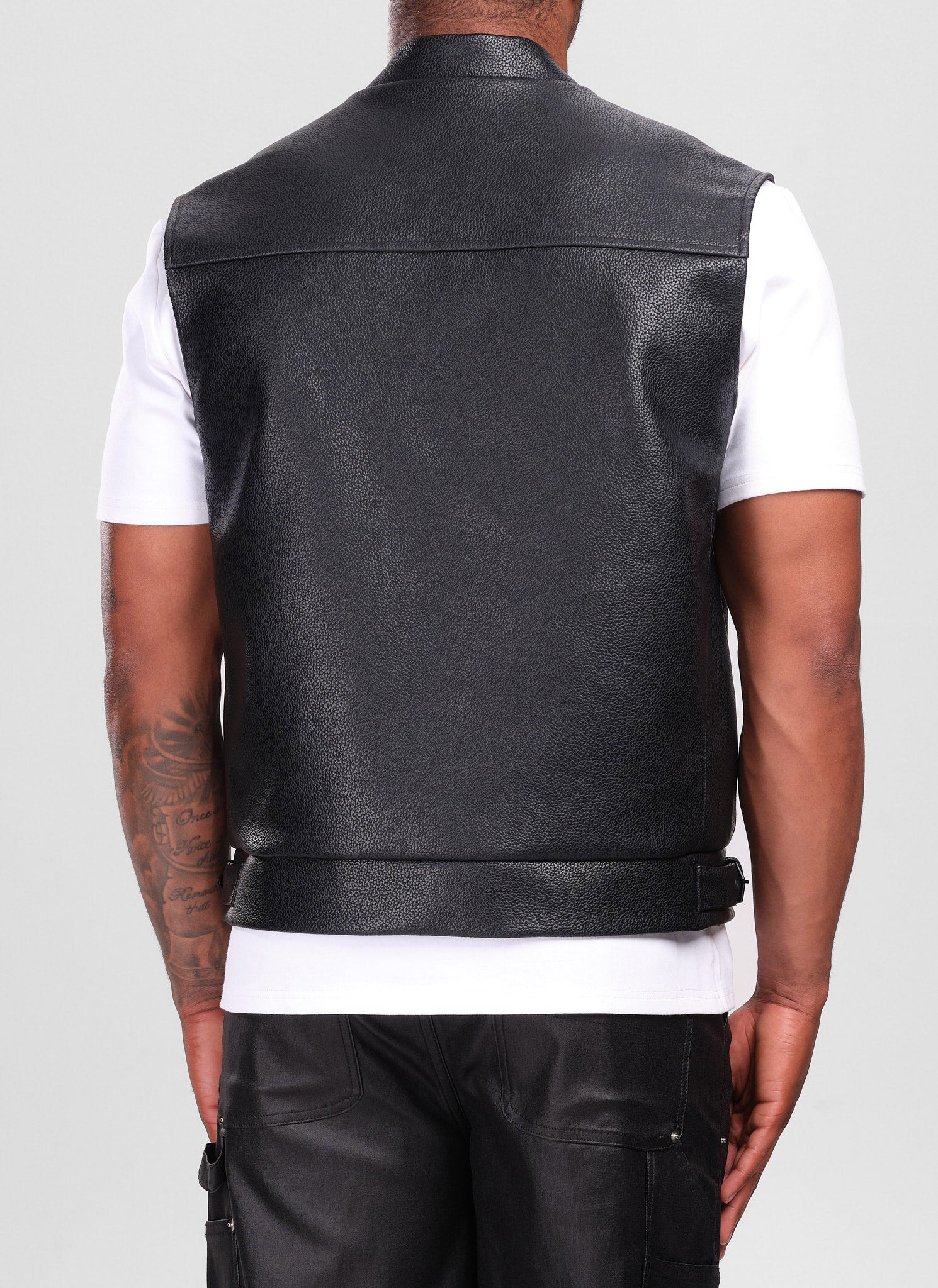 Leather Vest - Black - Image 2