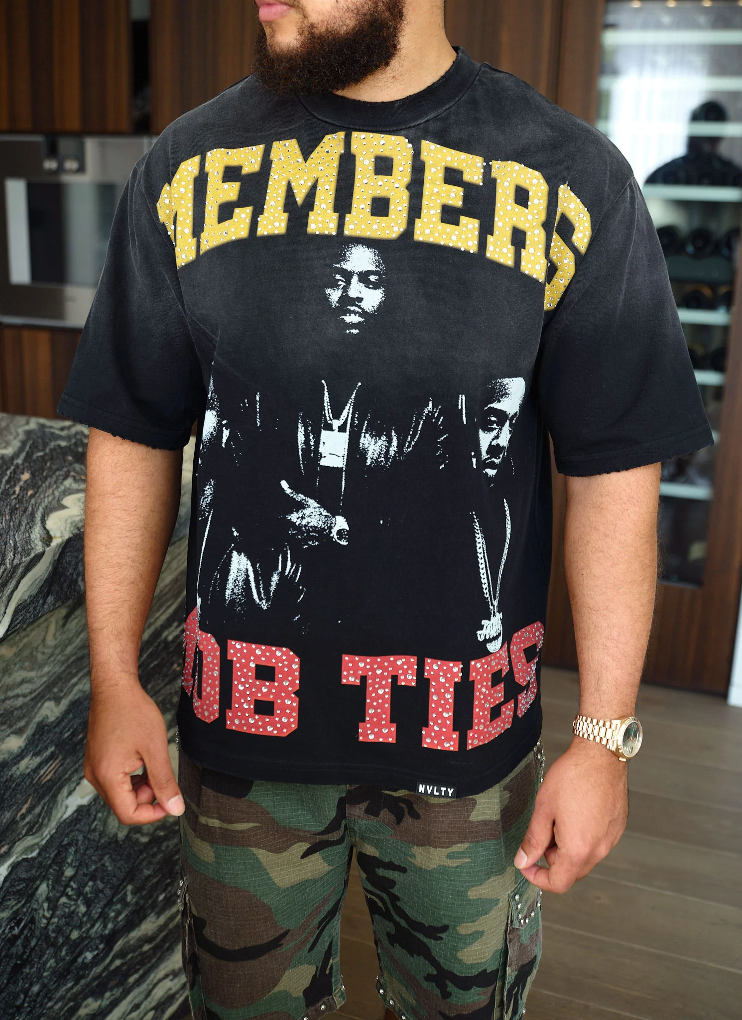 Members Mob Ties T-Shirt - Black - Image 6