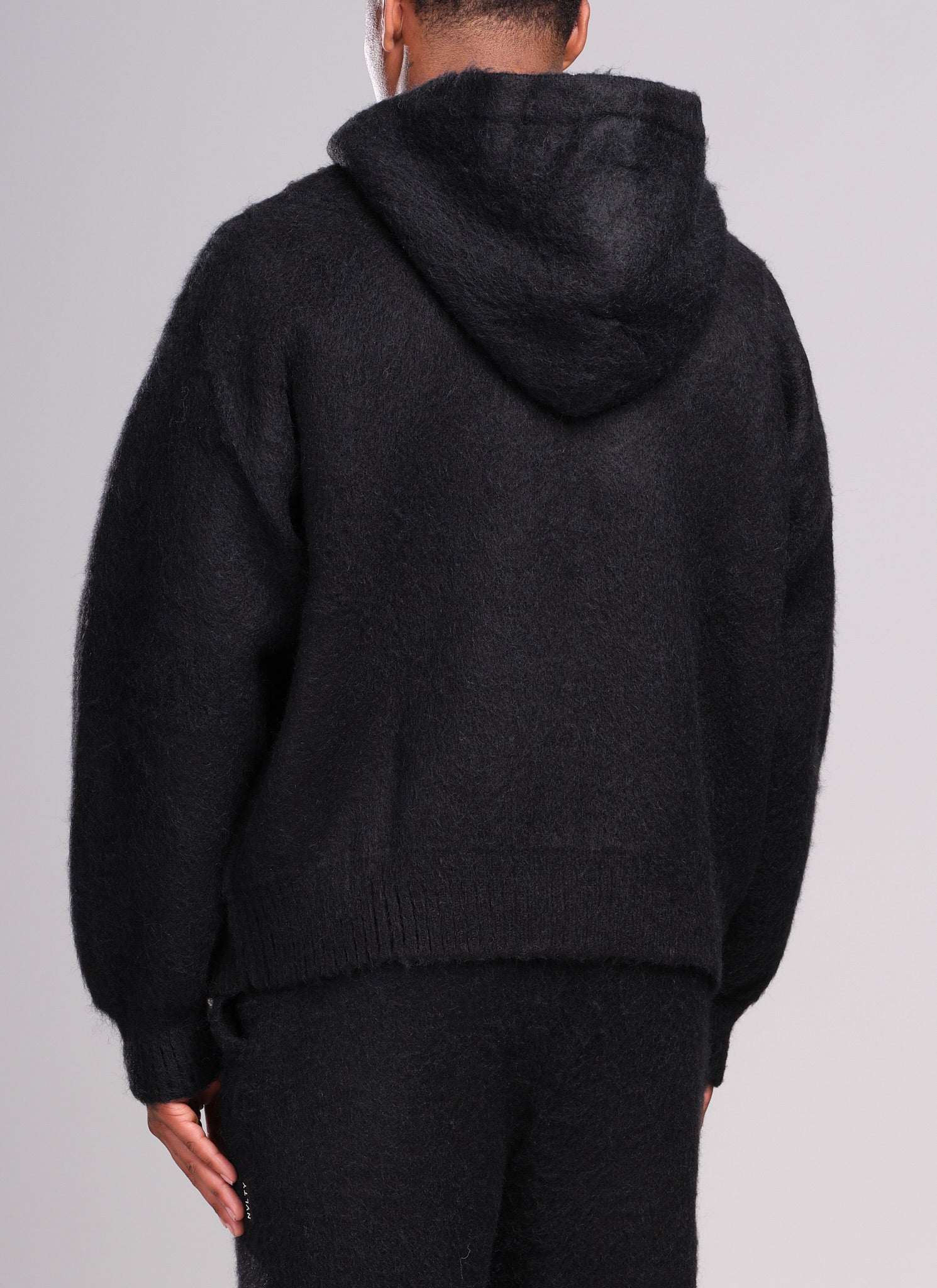 Mohair Zip Hoodie - Black - Image 4
