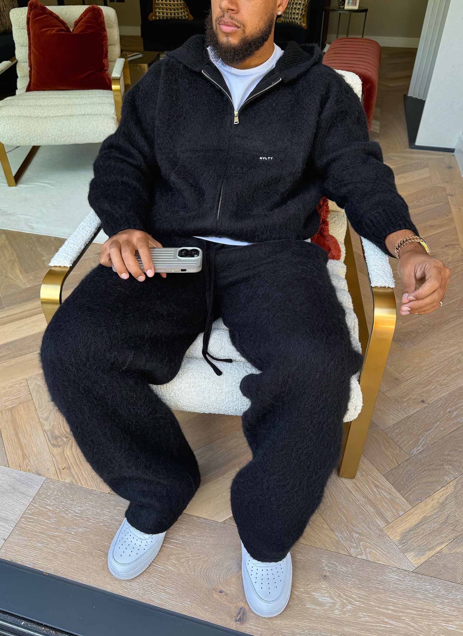 Mohair Zip Hoodie - Black - Image 6