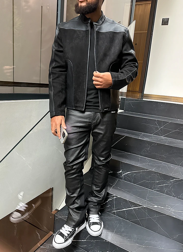 Moto Biker Jacket - Black - Image 7