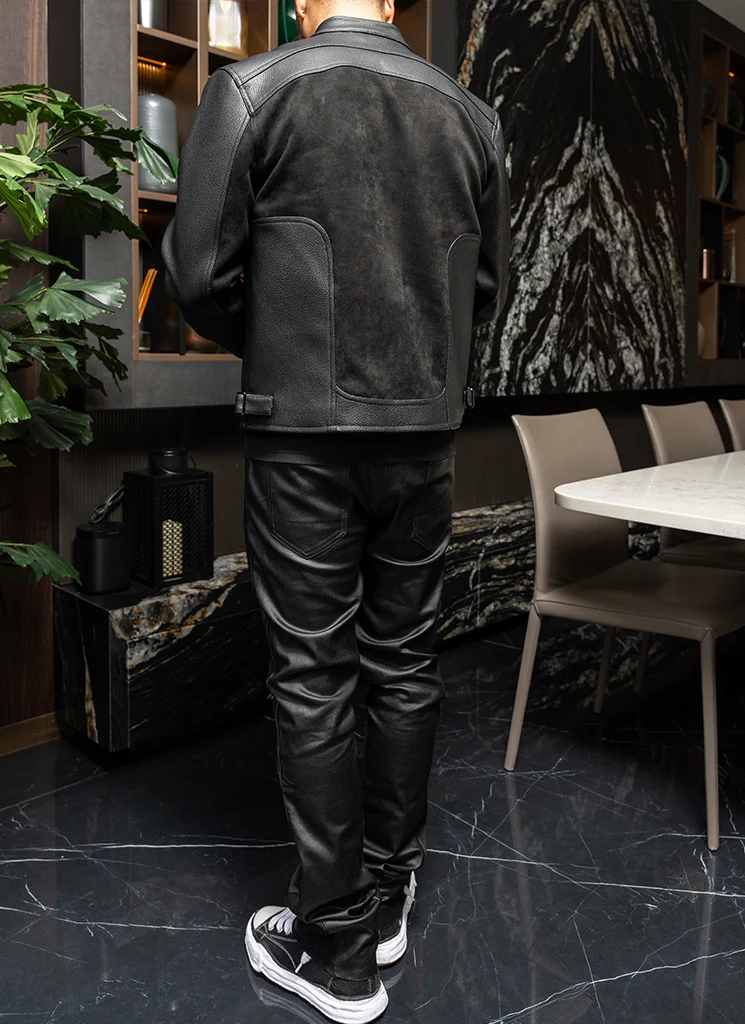 Moto Biker Jacket - Black - Image 9