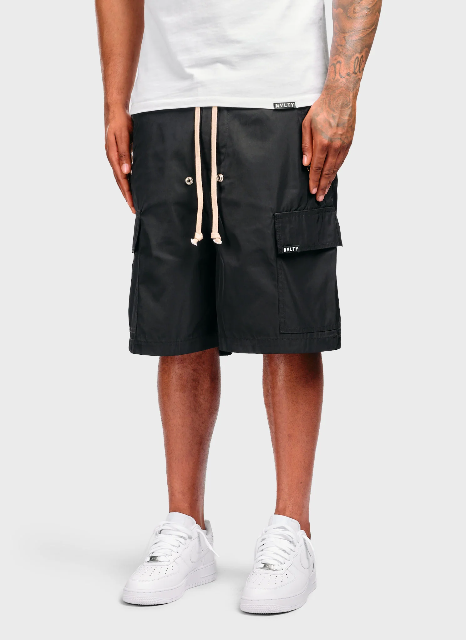 Nylon Cargo Shorts - Black - Image 6