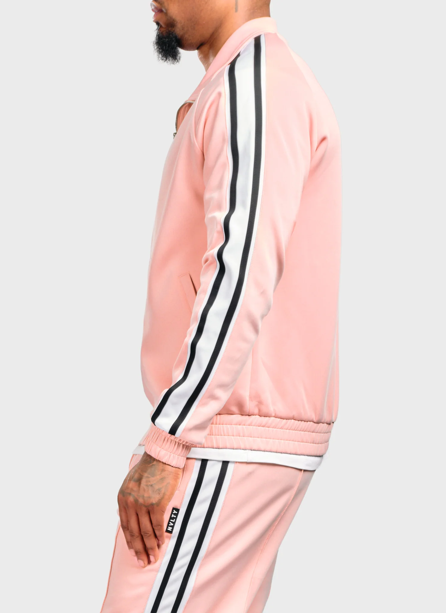 Panelled Luxe Track Jacket - Baby Pink - Image 3