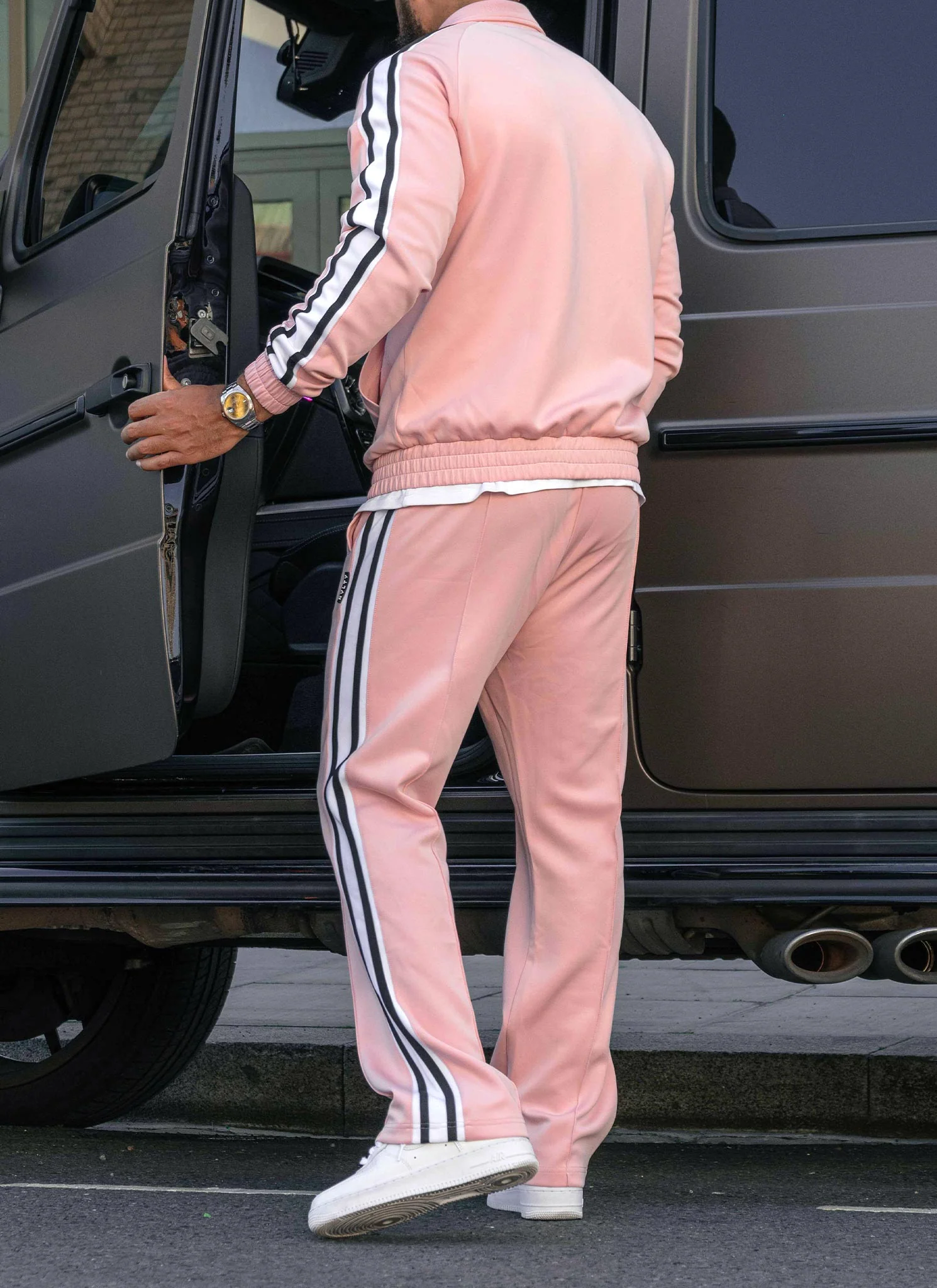 Panelled Luxe Track Jacket - Baby Pink - Image 4
