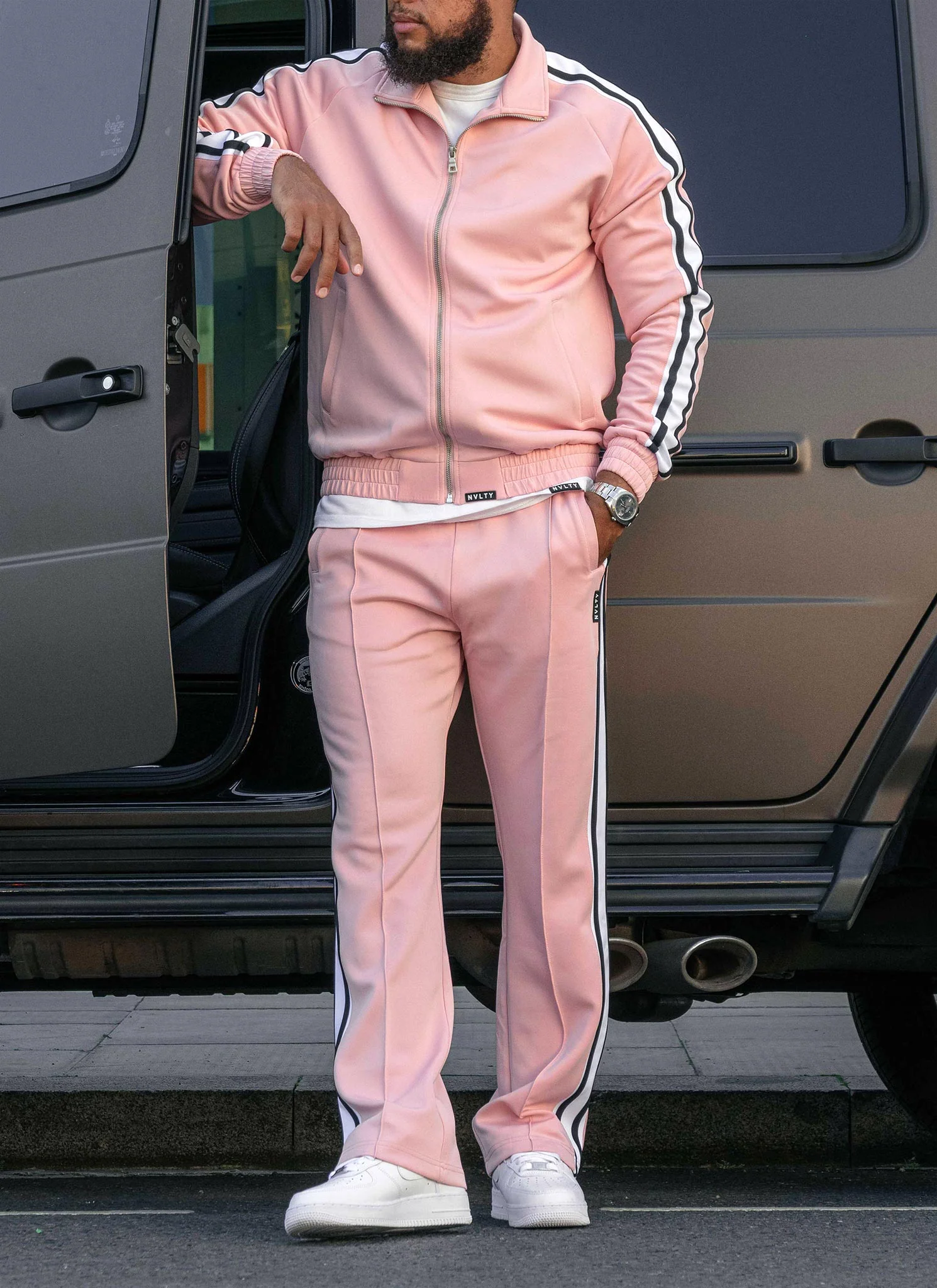 Panelled Luxe Track Jacket - Baby Pink - Image 5