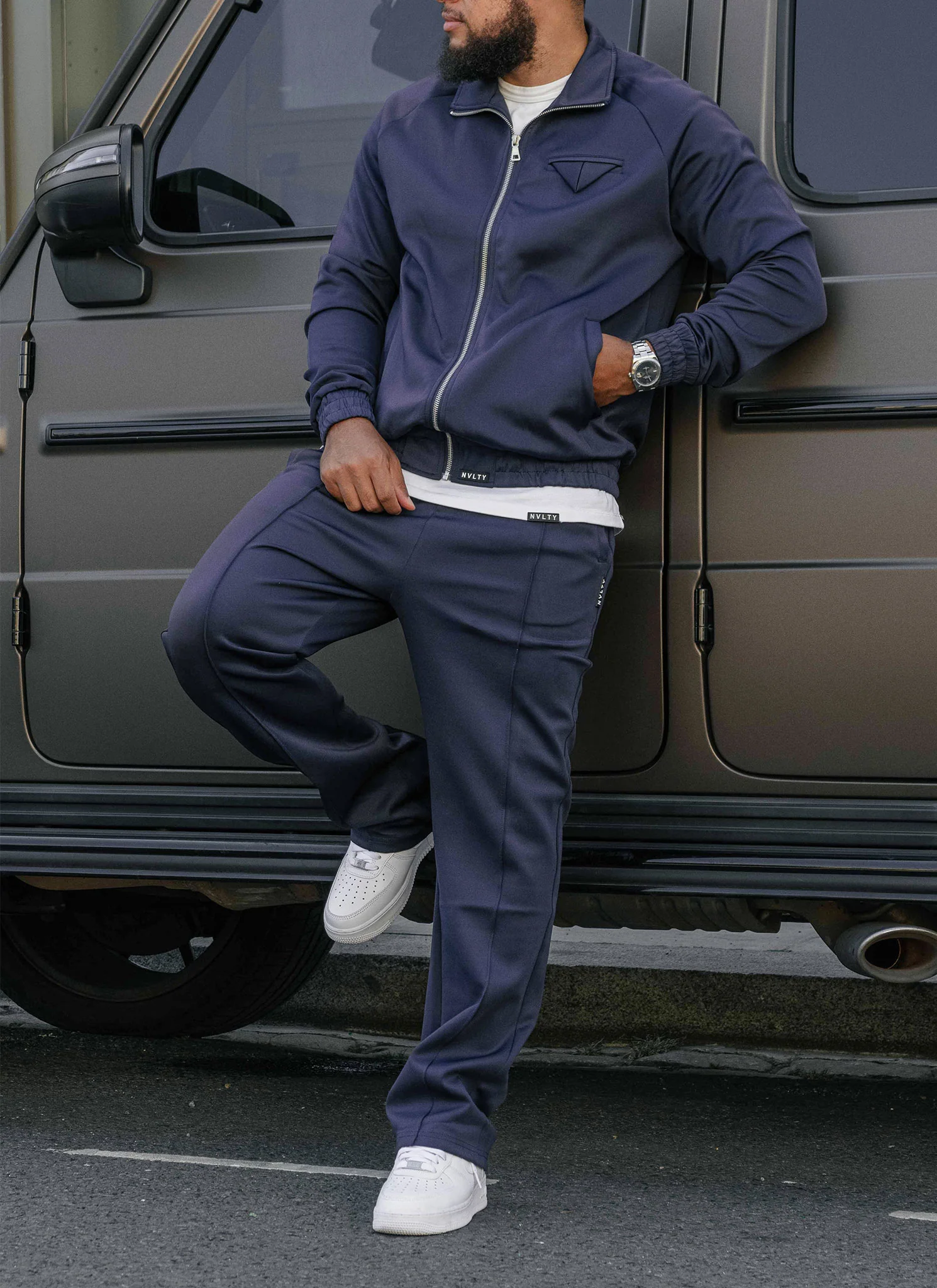 Pleat Track Pants - Navy - Image 11