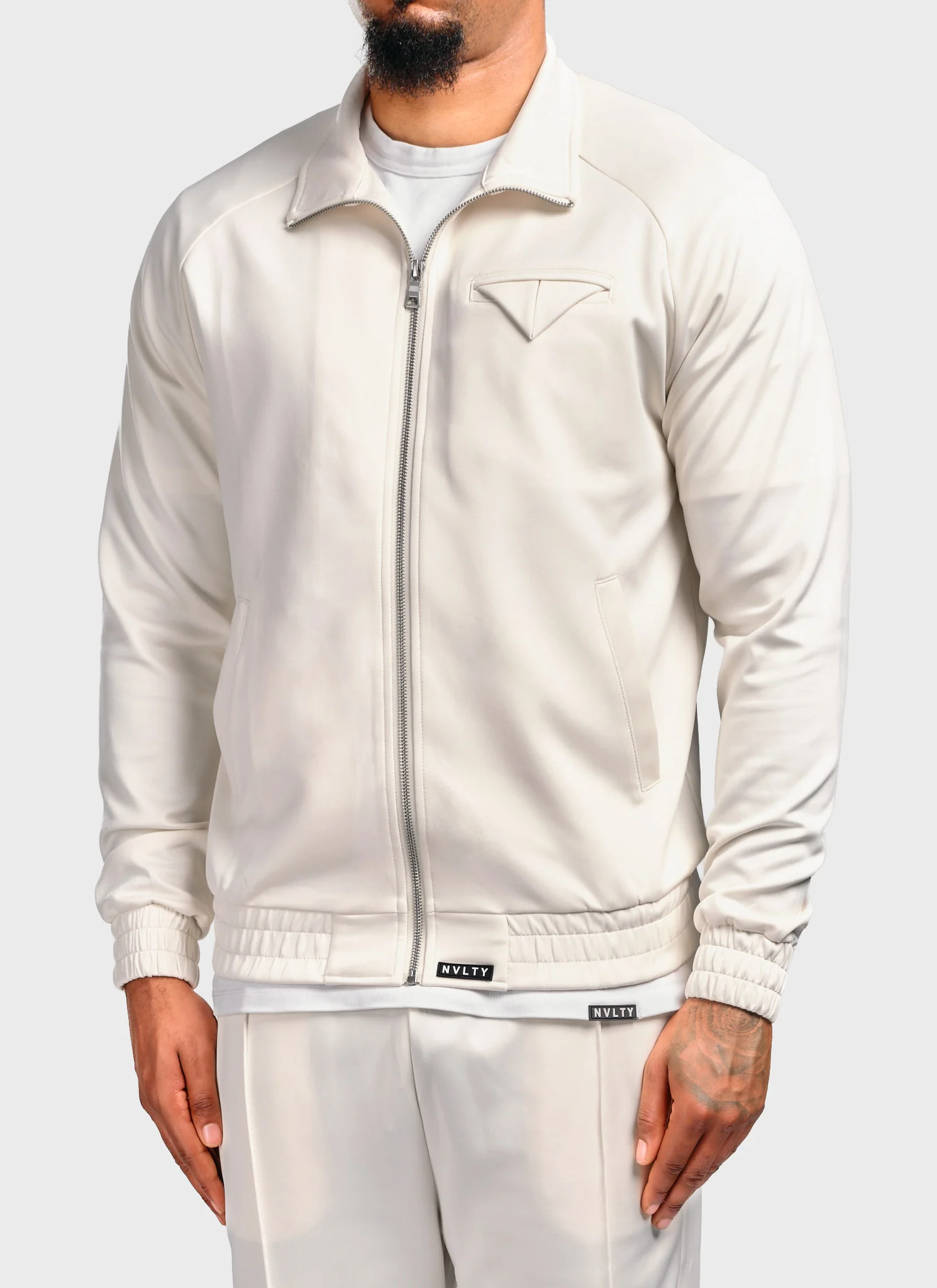 Pocket Square Track Jacket - Ivory - Image 3