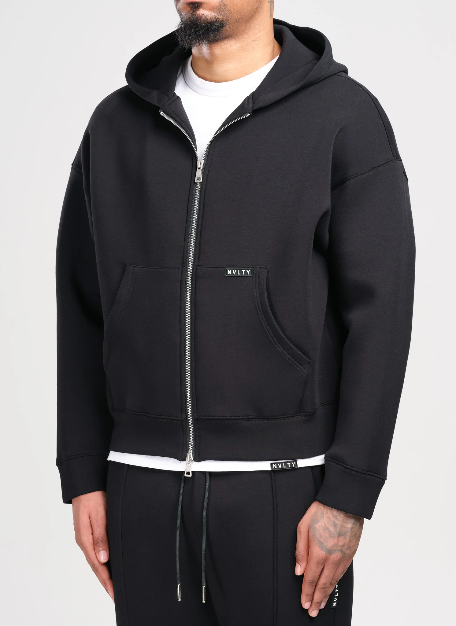 Scuba Structured Zip Hoodie - Black - Image 2