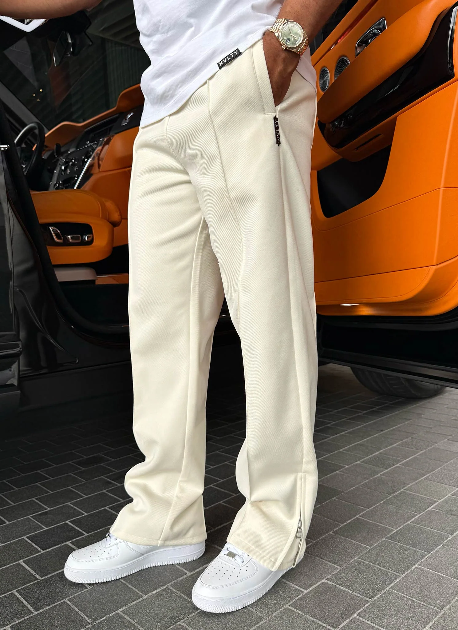 Twill Pleat Pants - Ivory - Image 9
