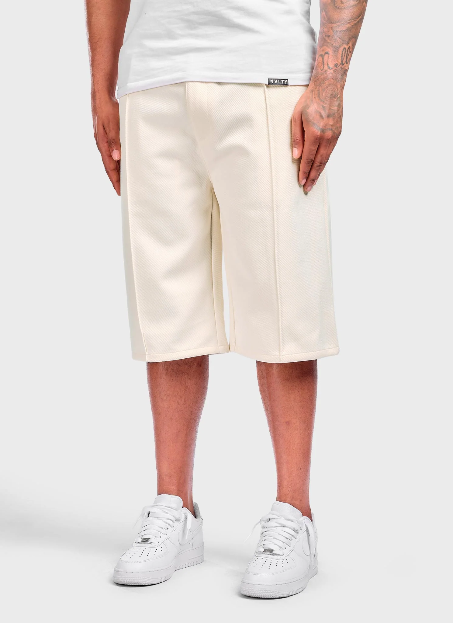 Twill Pleat Shorts - Ivory - Image 3