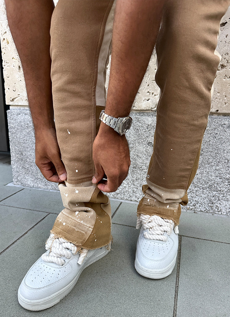 Vintage Flare Carpenter Paint Jeans - Washed Tan - Image 9