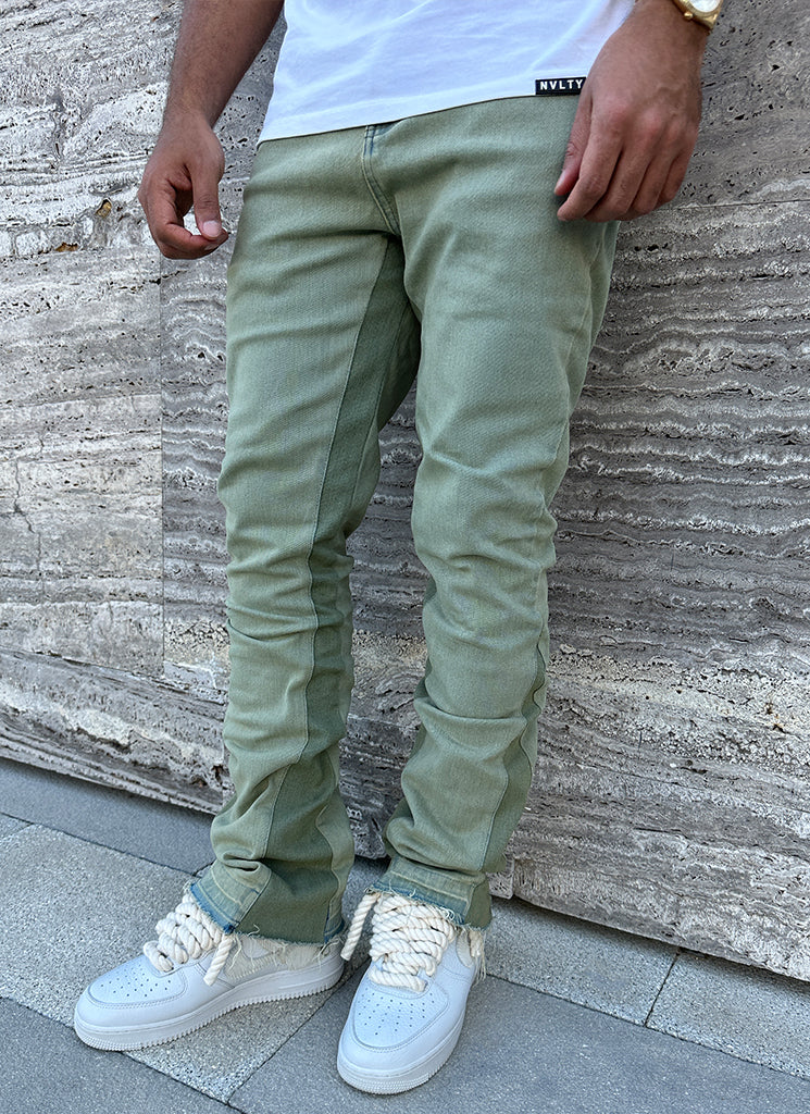 Vintage Flare Jeans - Washed Green - Image 6