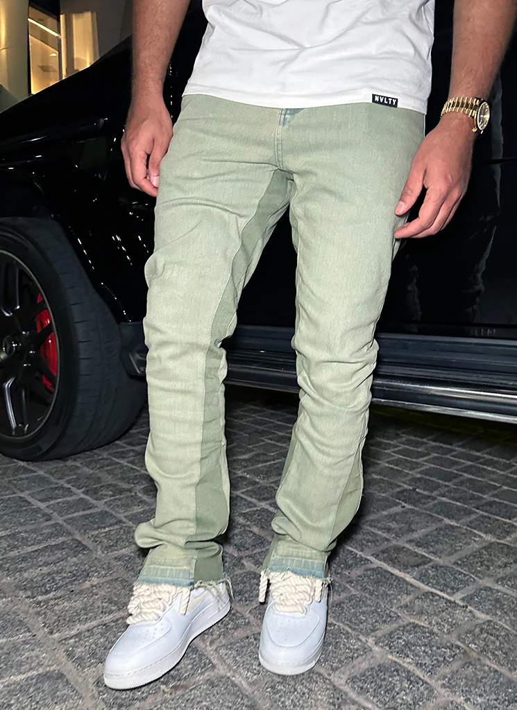 Vintage Flare Jeans - Washed Green - Image 8