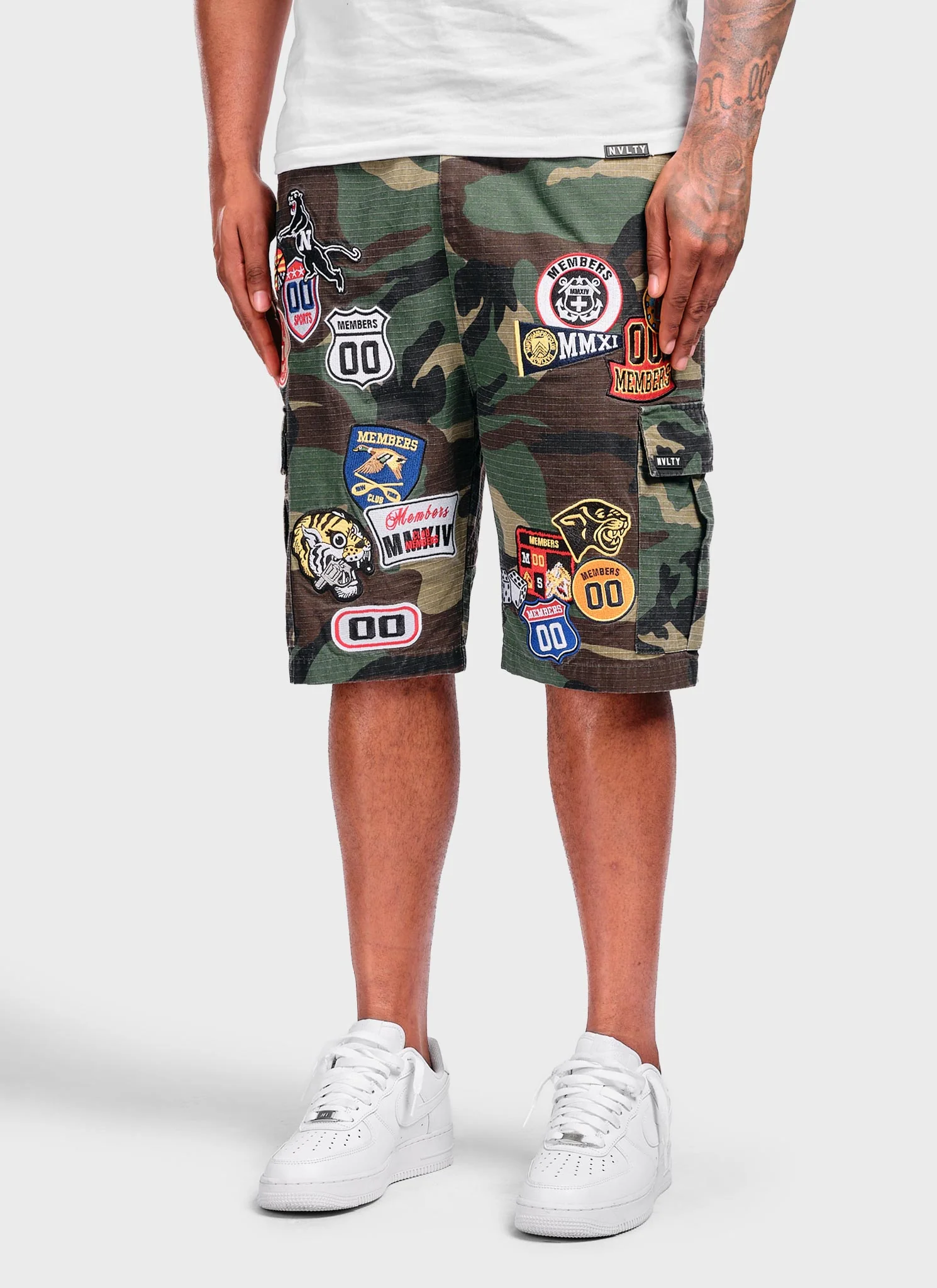 Vintage Patch Cargo Shorts - Camo - Image 3