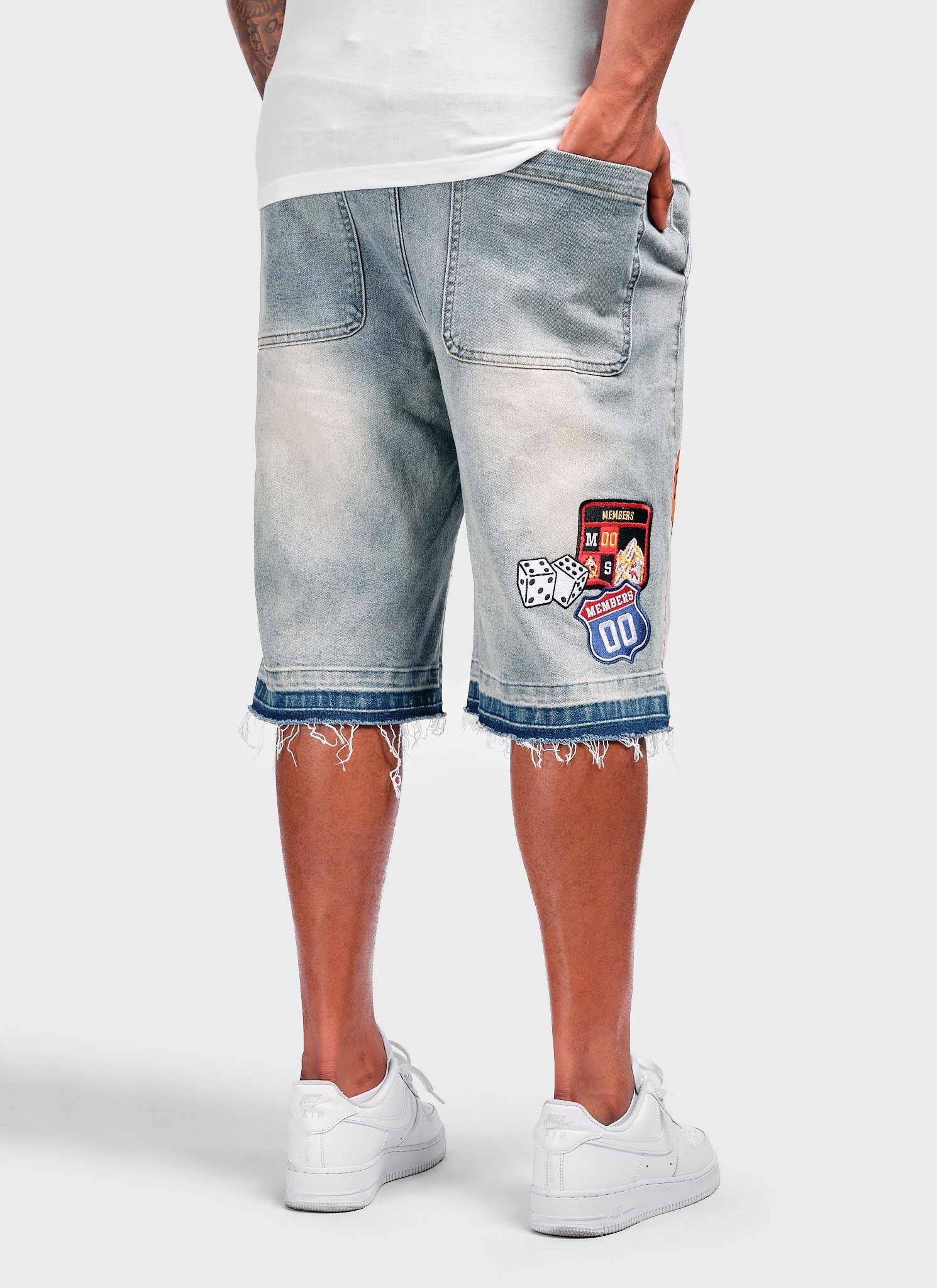 Vintage Patch Denim Shorts - Blue - Image 3