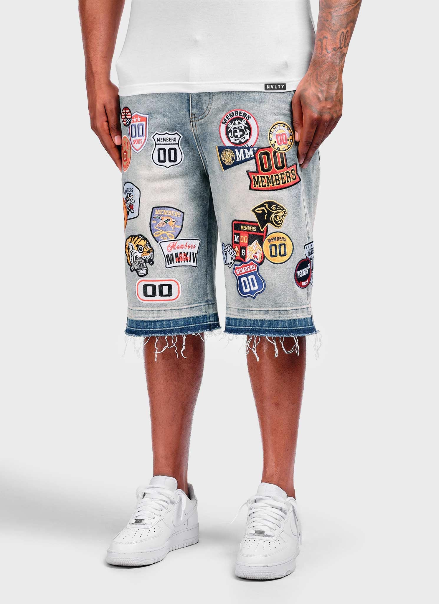 Vintage Patch Denim Shorts - Blue - Image 5