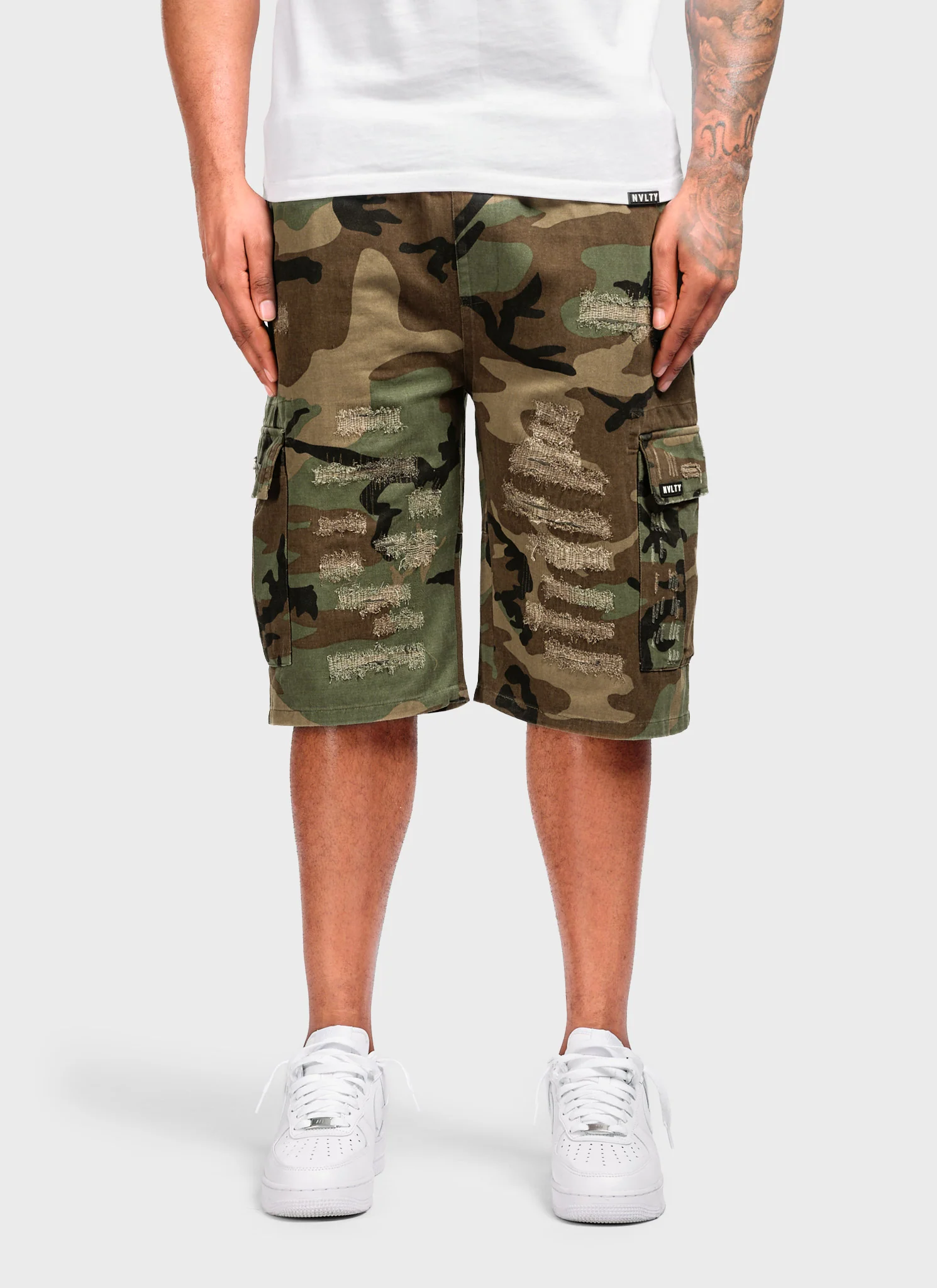 Vintage Repaired Cargo Shorts - Camo - Image 3