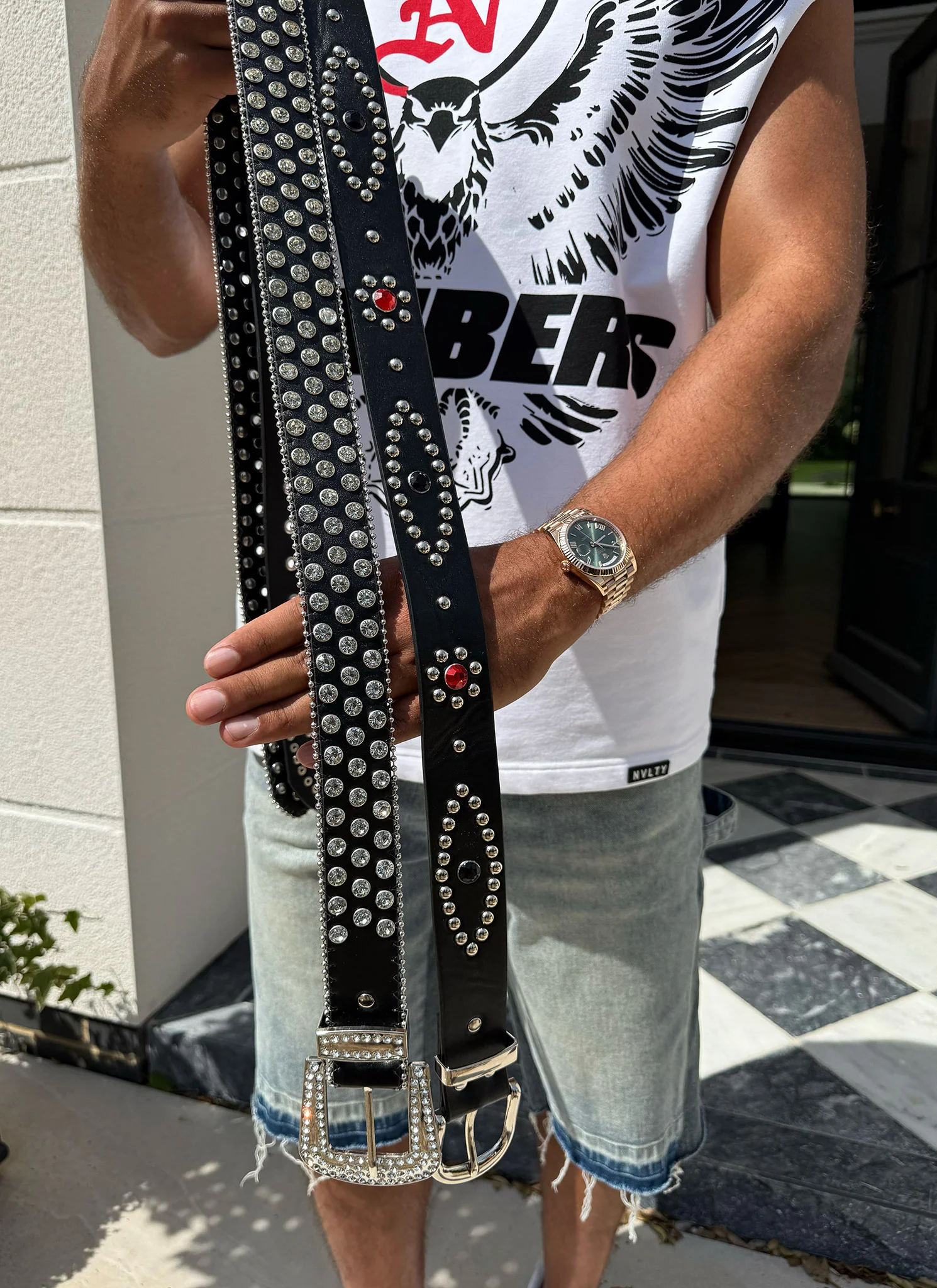 Vintage Studded Belt - Black - Image 4