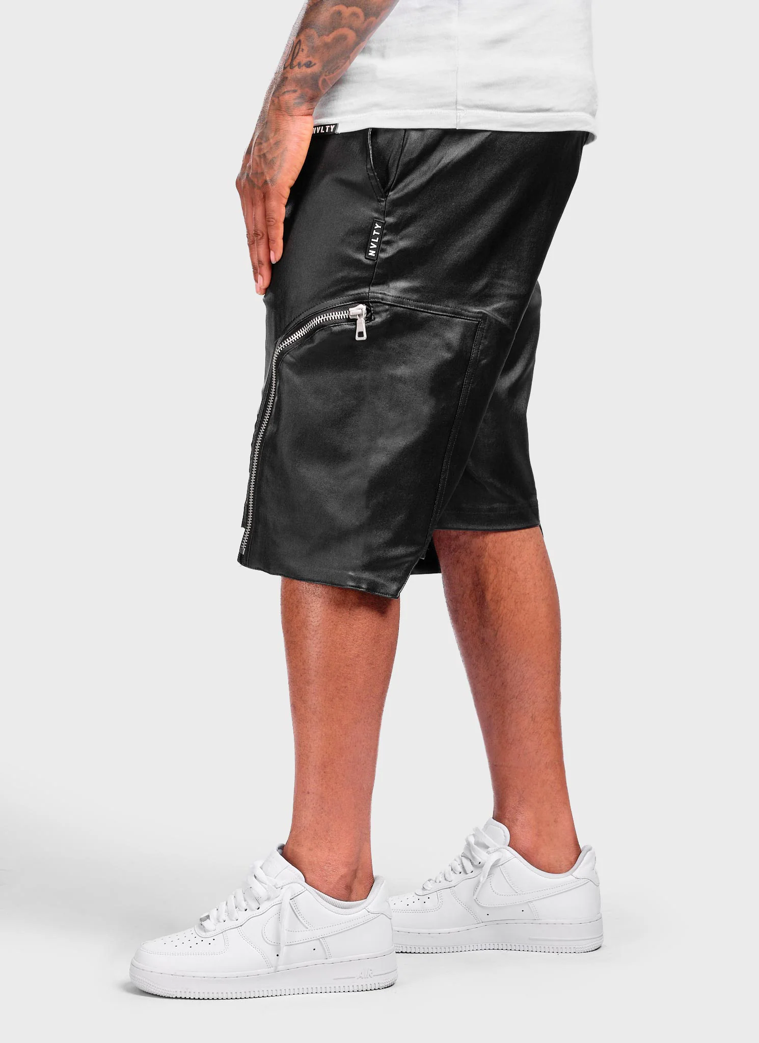 Vintage Wax Zipper Cargo Shorts - Black - Image 3